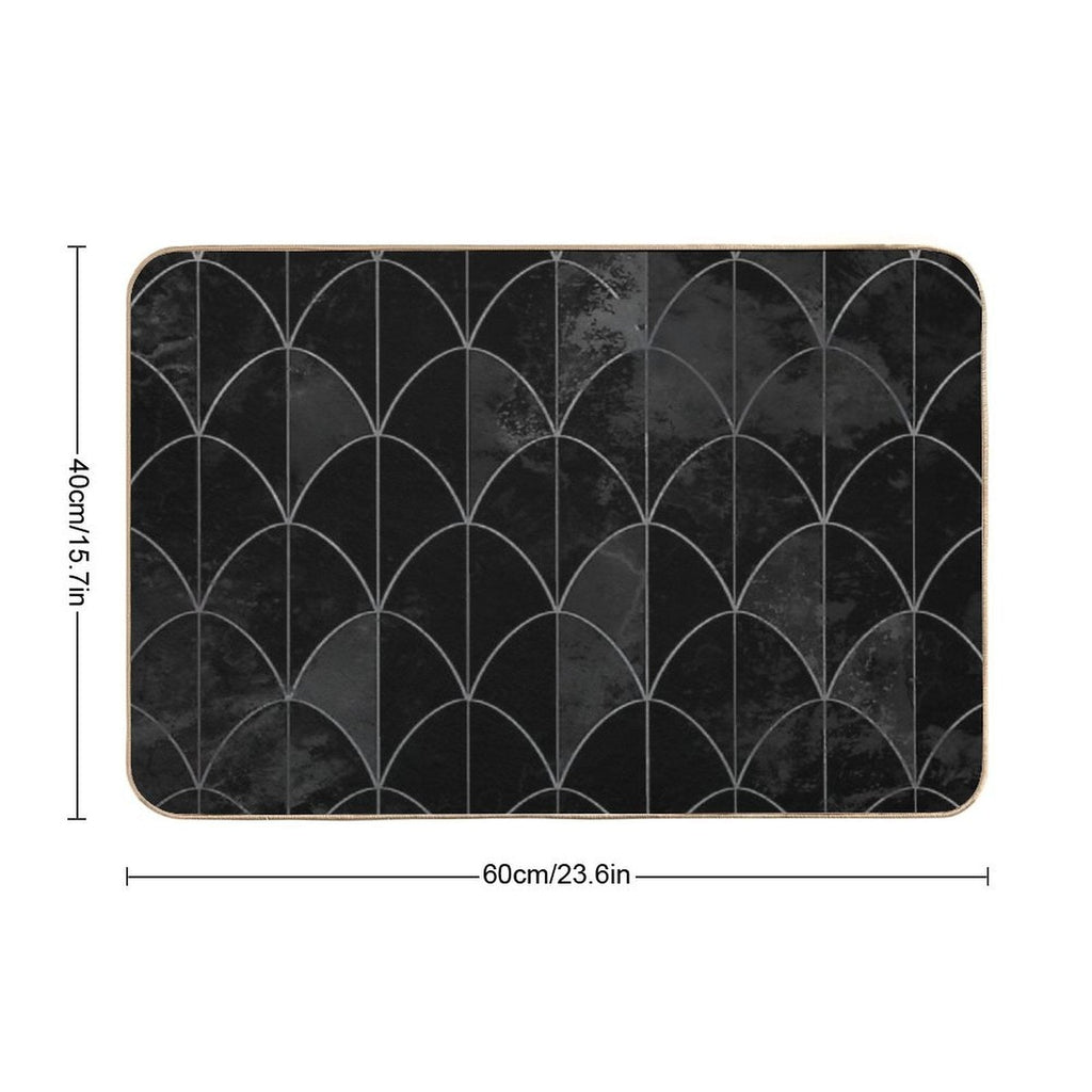 Mermaid Scales. Black And White Watercolor.  High-Traffic Bath Mat