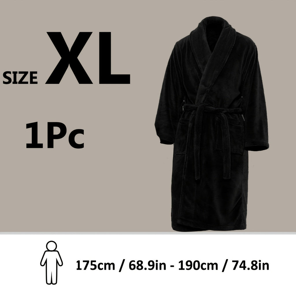 Unisex Extra Warm Coral Fleece Bathrobe Mens and Women Adult Robes for Your Bathroom Bath Towel Bedroom Shawl Collar Robes, Valentines gift for lovers