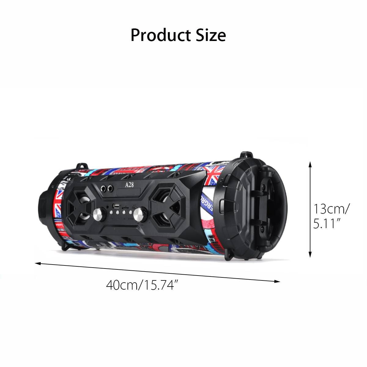 Bluetooth Speaker A28 Portable Wireless Stereo Bass Subwoofer Karaoke Party Speakers with RGB LED Light Support FM Radio TF Card