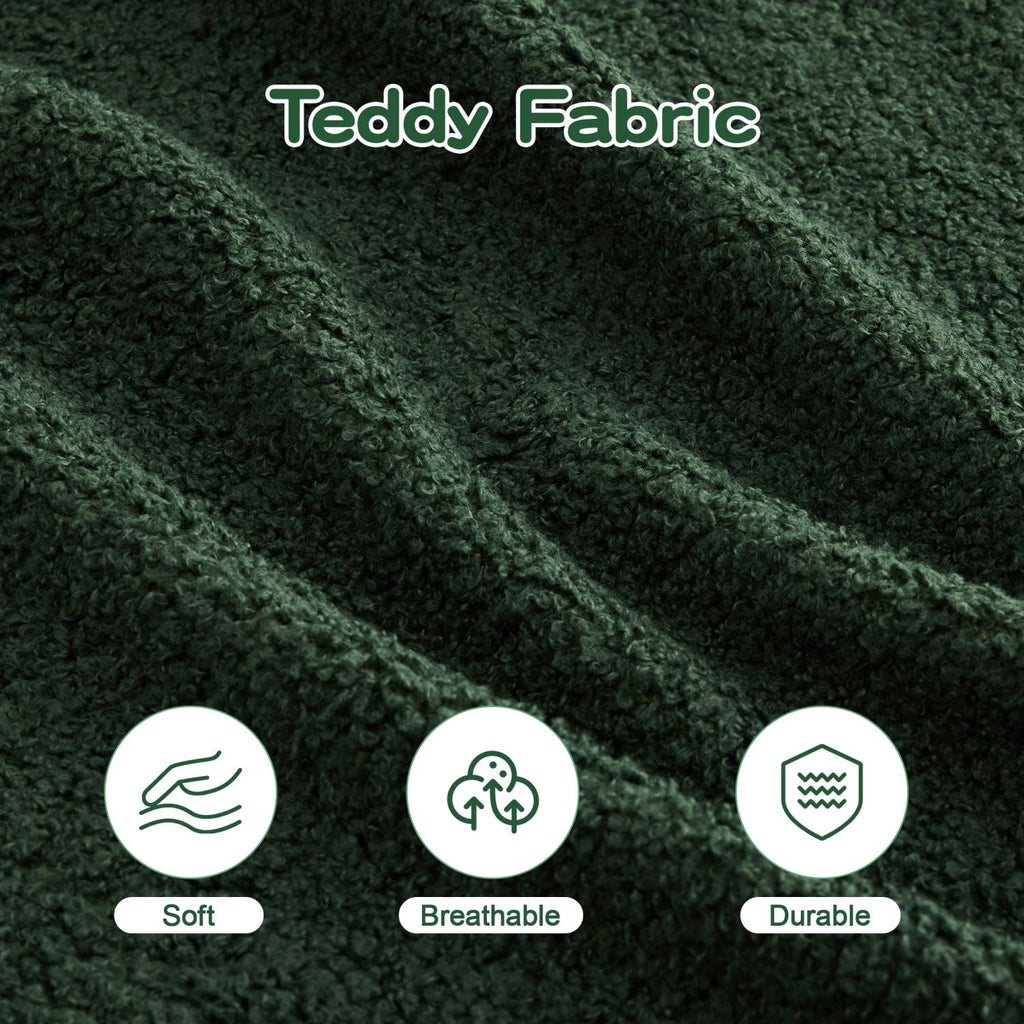 Soft Teddy Fabric Boneless Sofa,No Assembly Required Streamlined Design,Anti-Slip Design 32D High Density Sponge Fits Living Rooms Bedrooms,Green