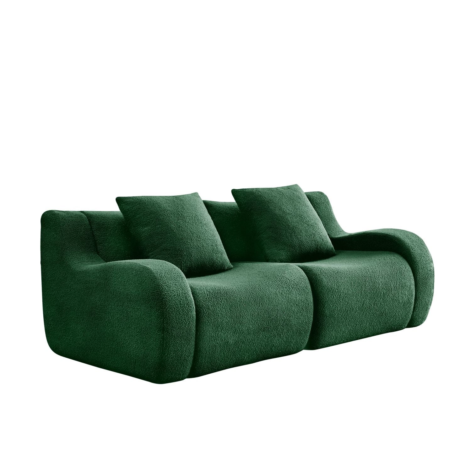 Soft Teddy Fabric Boneless Sofa,No Assembly Required Streamlined Design,Anti-Slip Design 32D High Density Sponge Fits Living Rooms Bedrooms,Green