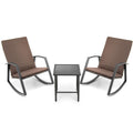 3 Pieces Patio Rattan Rocking Furniture Set