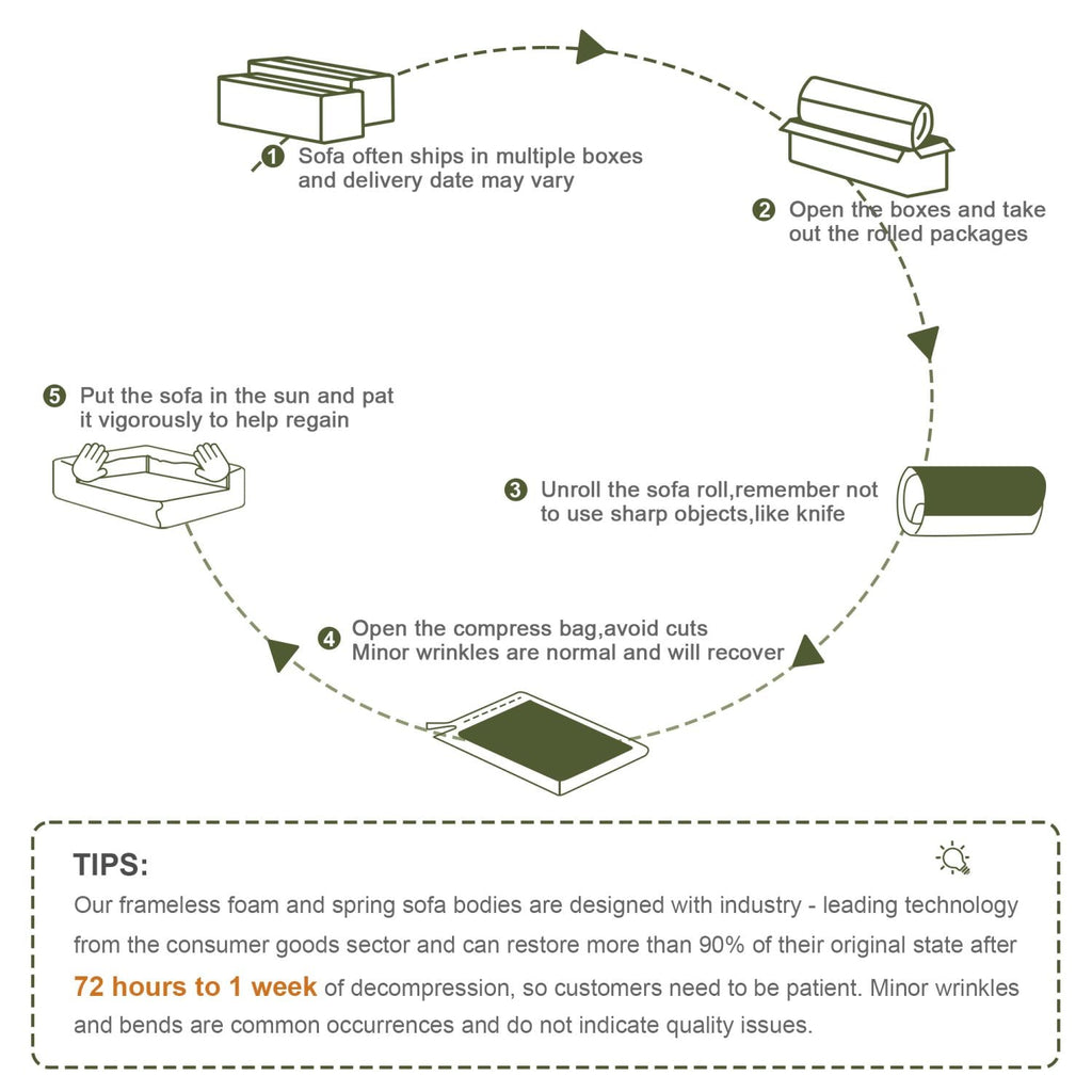 Soft Teddy Fabric Boneless Sofa,No Assembly Required Streamlined Design,Anti-Slip Design 32D High Density Sponge Fits Living Rooms Bedrooms,Green