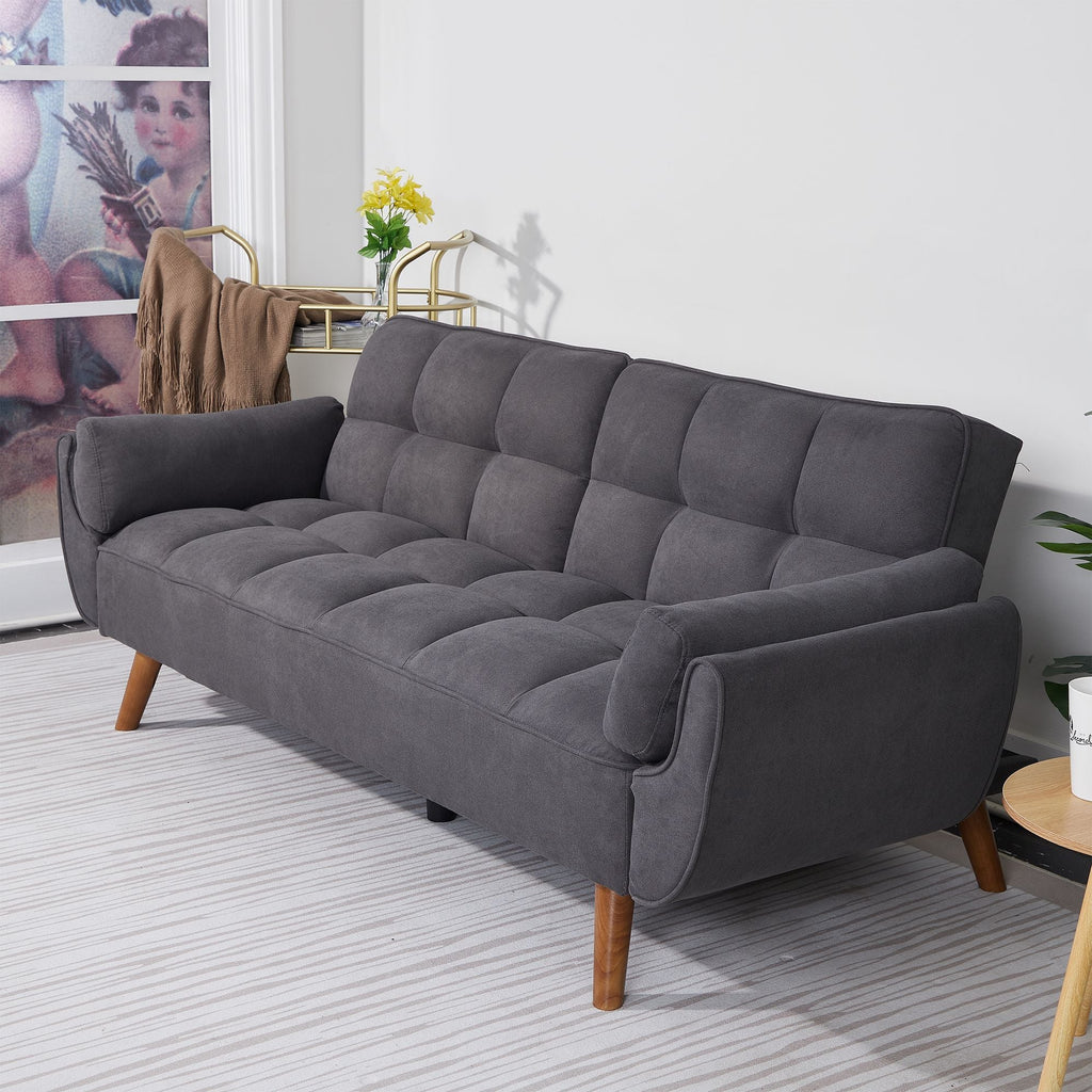 75" Flared Arm Convertible Sleeper Sofa-Dark Gray