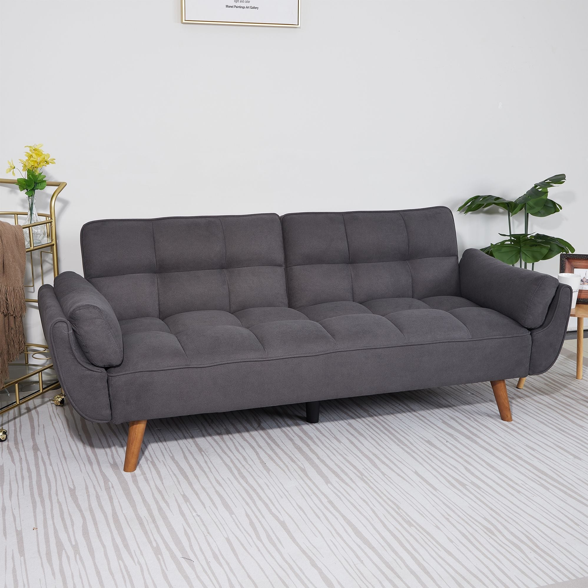 75" Flared Arm Convertible Sleeper Sofa-Dark Gray