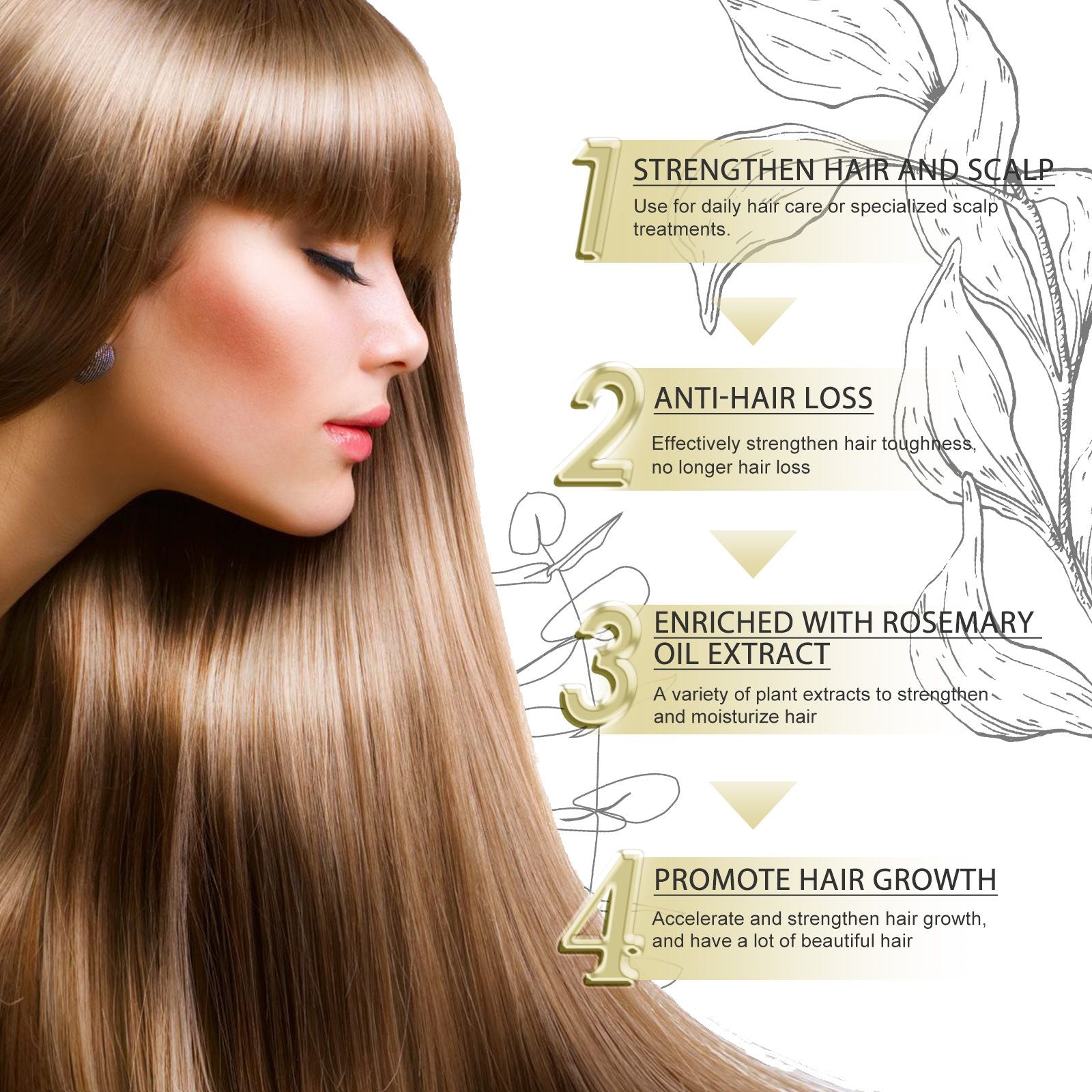 EELHOE Rosemary Essential Oil For Hair Care, Gentle And Nourishing Hair Care Oil