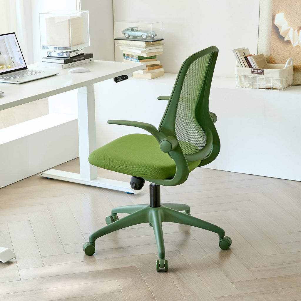 Ergonomic Office Chair Mesh High-Back Green 350 LB Flip-Up Arms Swivel