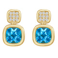 14K Yellow Gold Swiss Blue Topaz Earrings, 1.08ct
