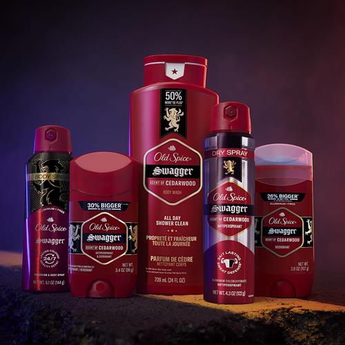 Old Spice Aluminum Free Deodorant For Men, 24/7 Odor Protection, 24/7 Freshness & Lasting Scent, Swagger With Cedarwood Scent, 3.0 Oz