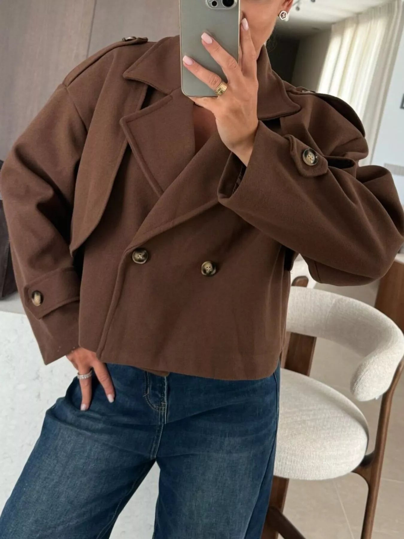 Double-Breasted Cropped Outerwear