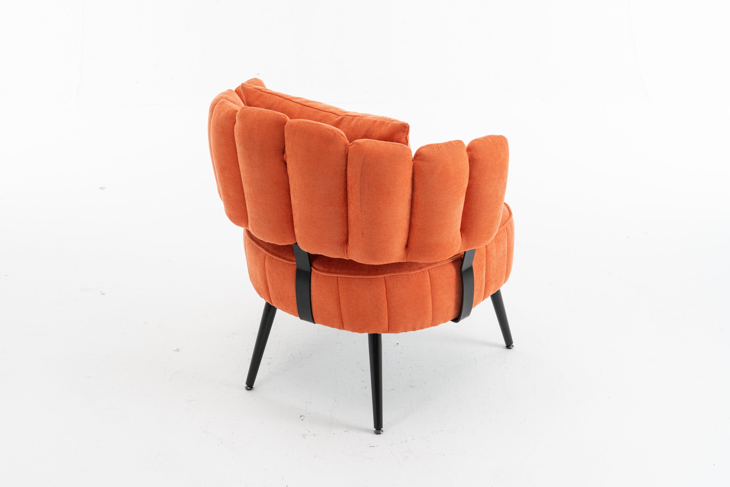 Accent Chair Barrel Armless Chenille Orange Pocket Coil Curved Arms 300 LB