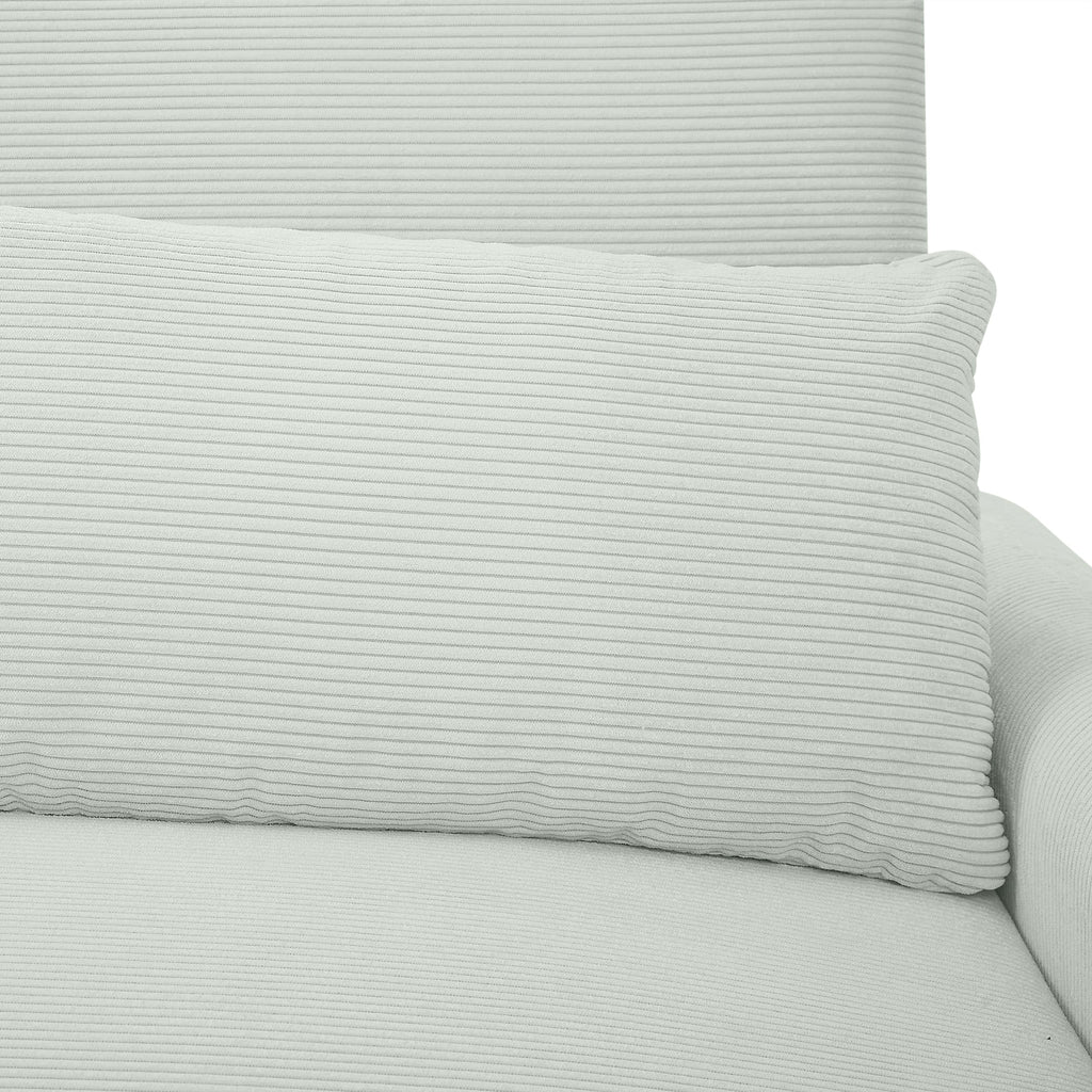 Modern Convertible Pull-out Sofa Bed Loveseat with USB Ports, Light Grey-Green Corduroy, 57.48 Inches