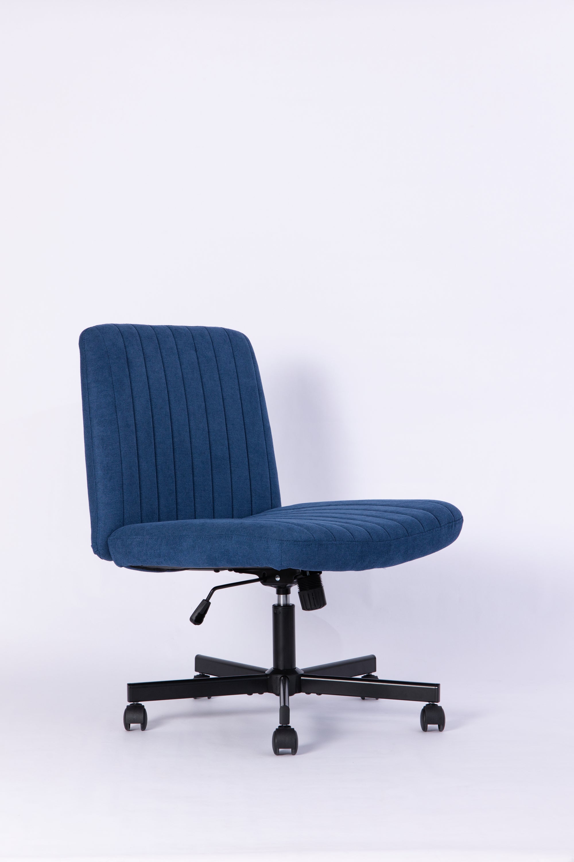 Swivel Office Chair Linen Blue Criss Cross Memory Foam 360 Degree 25.2 In