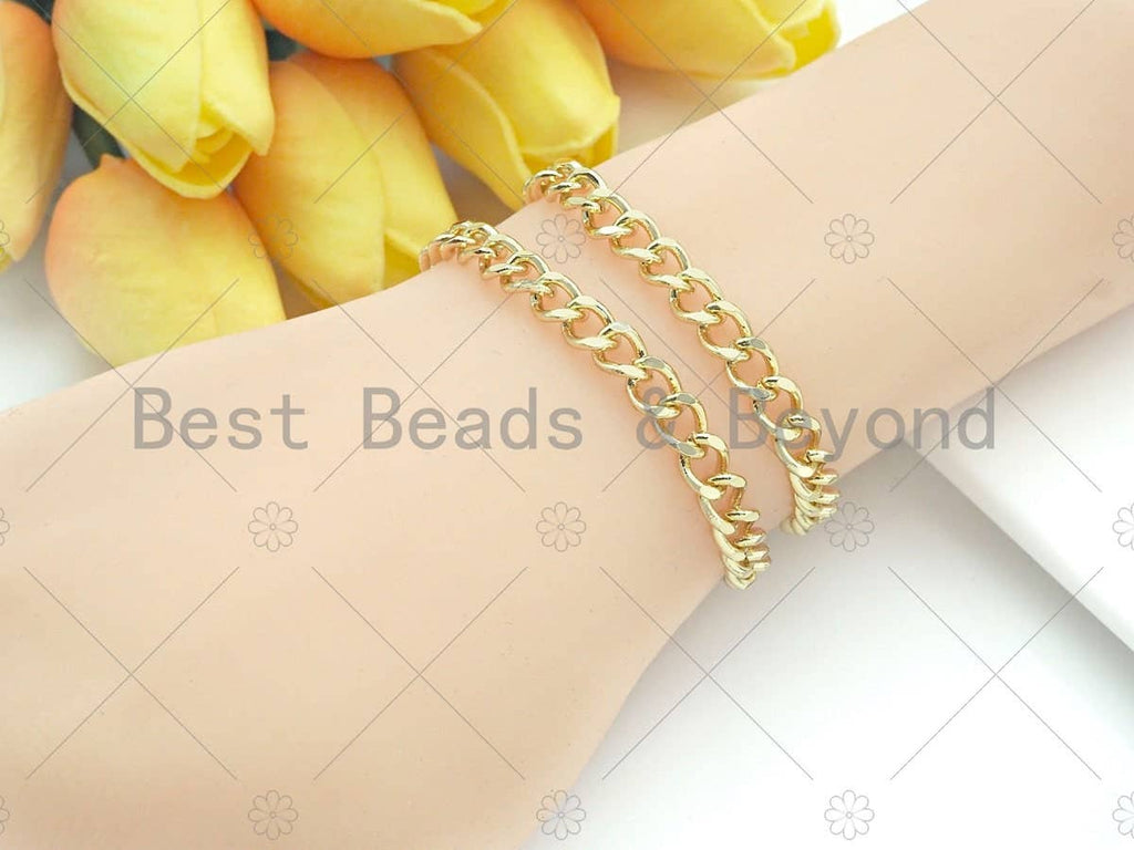 6x8mm Cuban Curb Chain by Yard, Gold/ Gunmetal / Silver Cuba