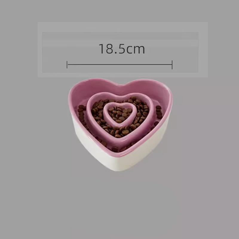 Ceramic Slow Food Bowl For Small And Medium Dogs Slow Anti-choking Food Bowl Love Bowl To Eat Protects The Cervical Spine Dog Food Bowl