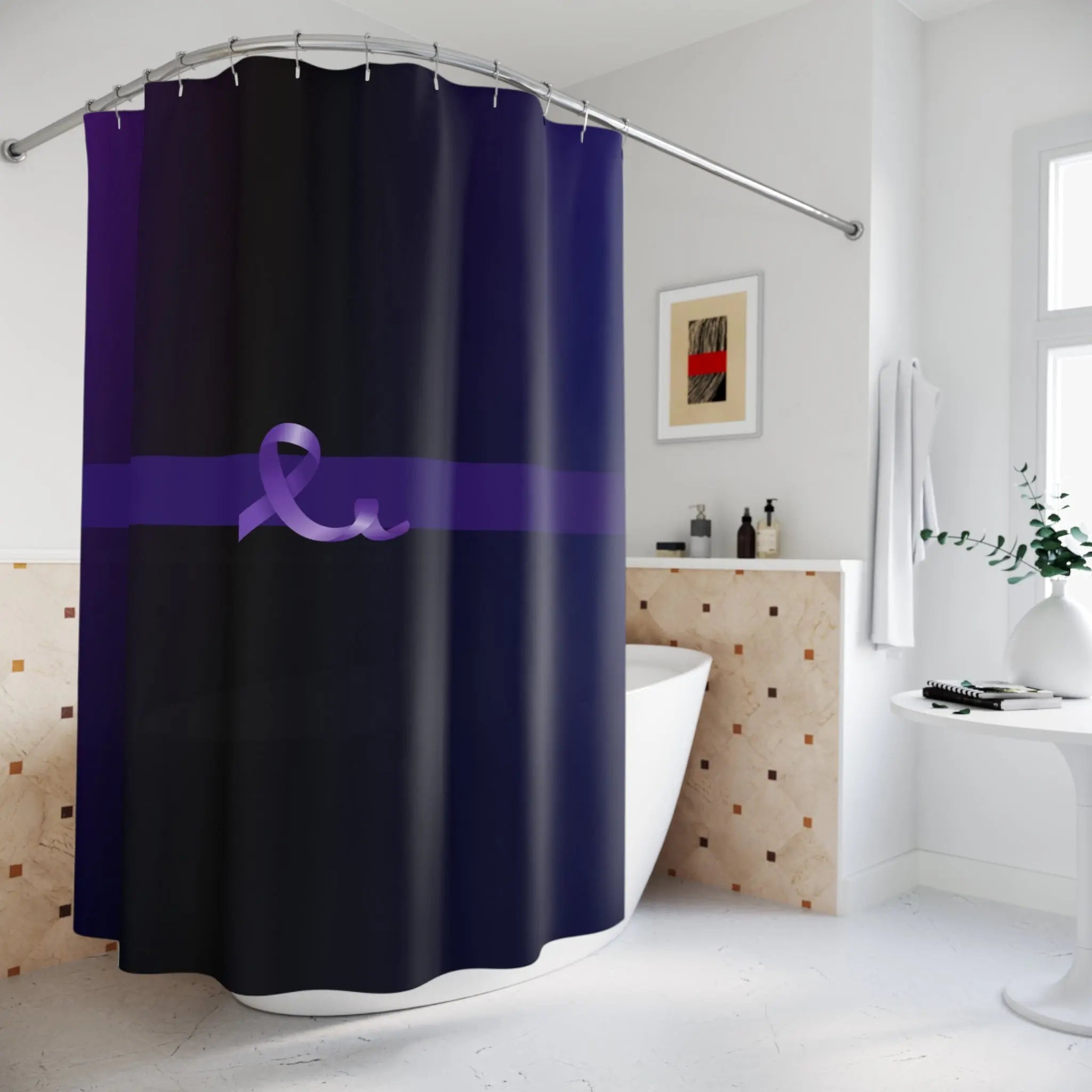 Elegant Purple Ribbon Shower Curtain - for Epilepsy Awareness