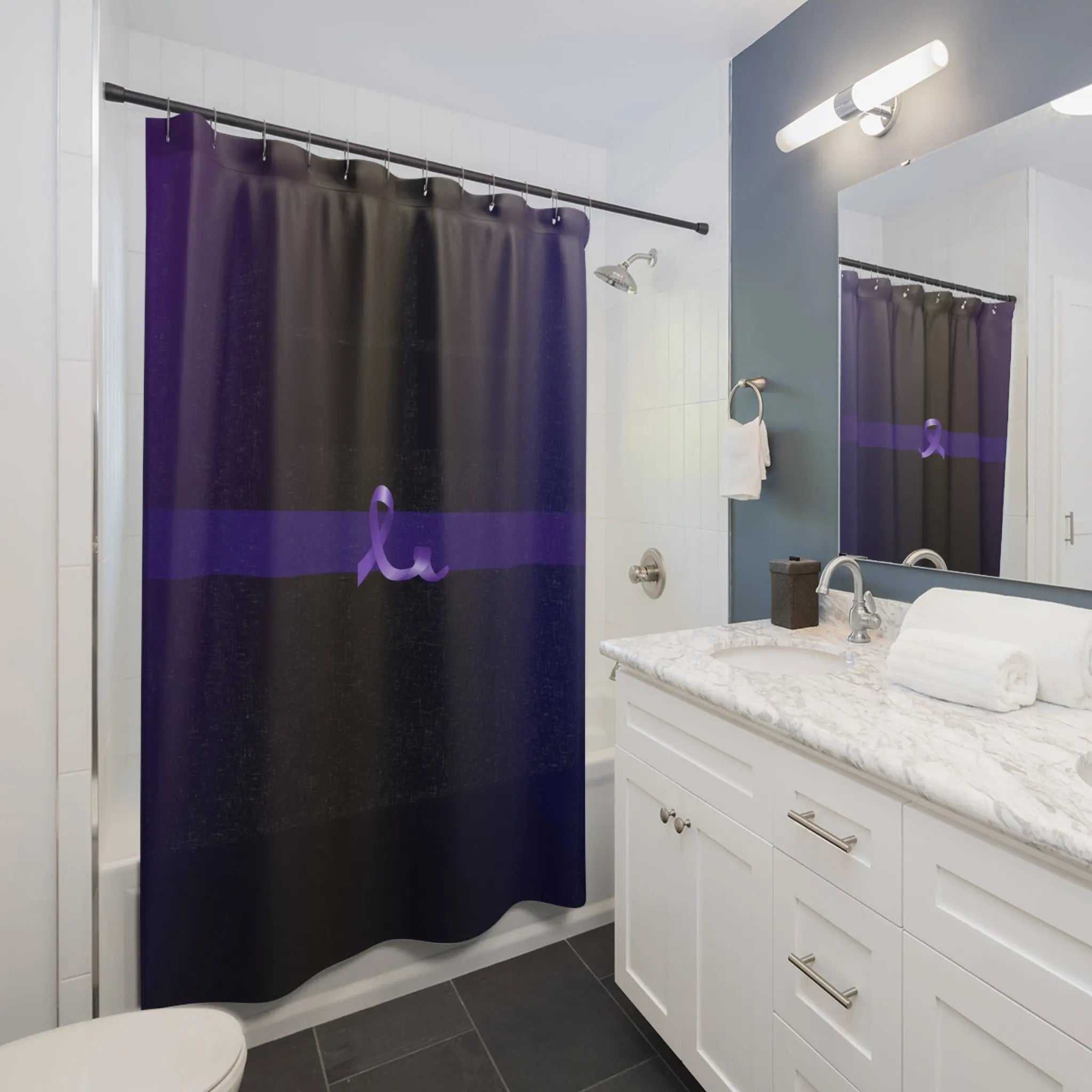 Elegant Purple Ribbon Shower Curtain - for Epilepsy Awareness