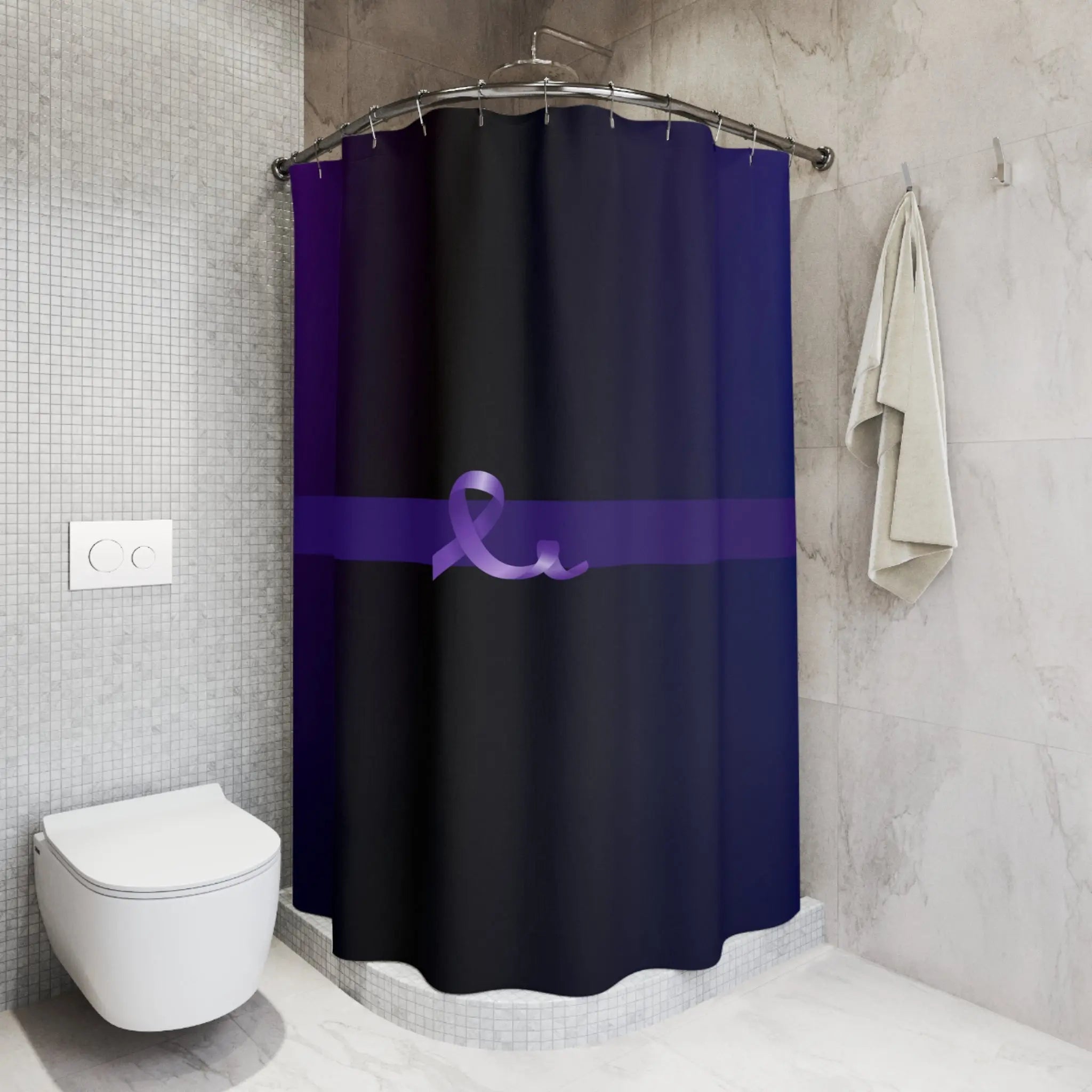 Elegant Purple Ribbon Shower Curtain - for Epilepsy Awareness