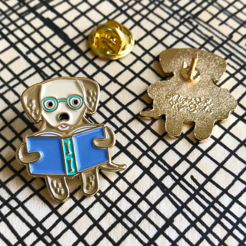 Reading Retriever Book Buddies Wood Mini Bookmark + Pin Gift Set