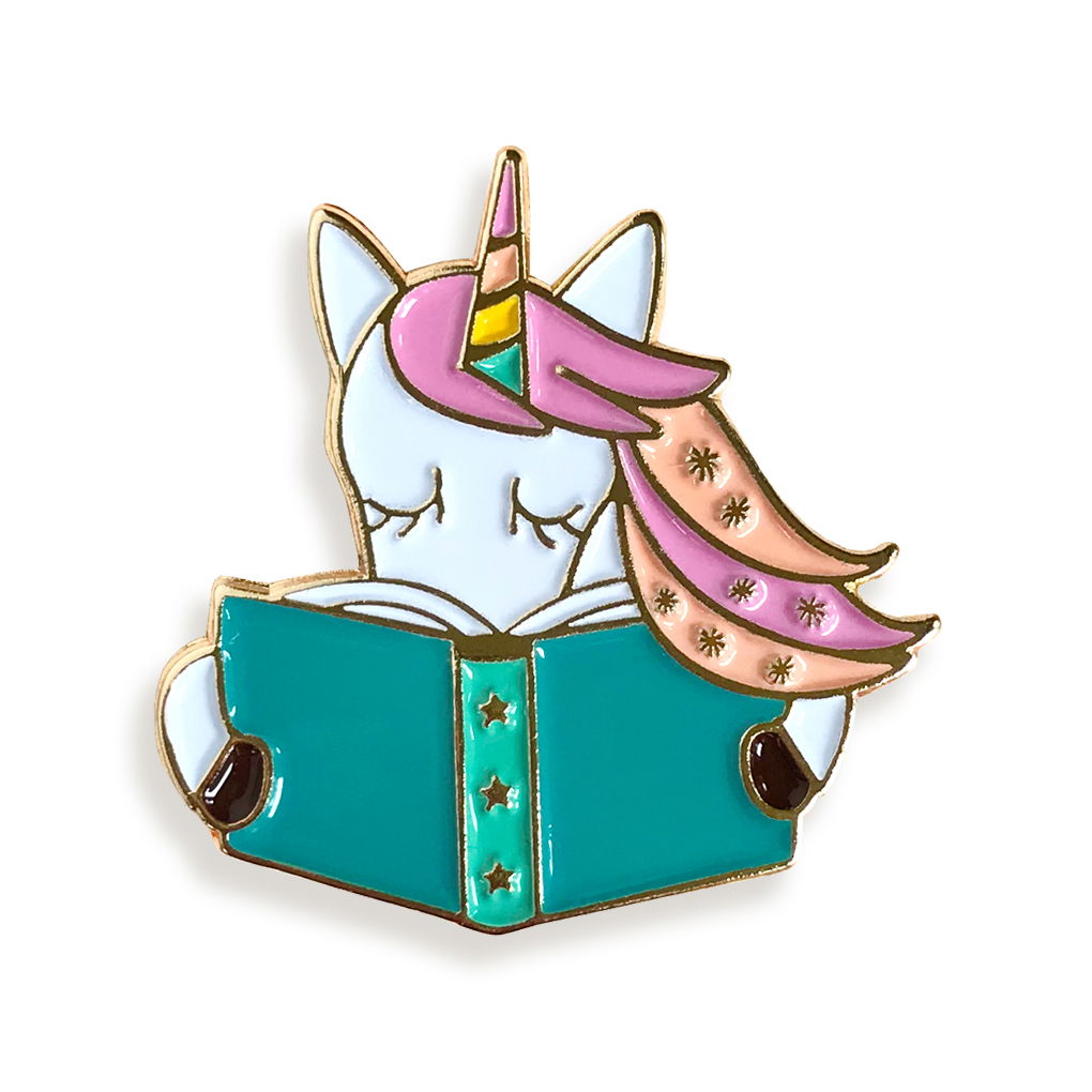 Reading Unicorn Book Buddies Wood Mini Bookmark + Pin Gift Set