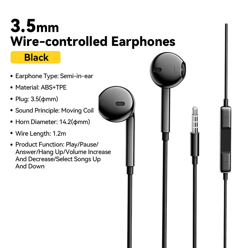 3.5mm Wired Headphones In Ear Headset Wired Earphones