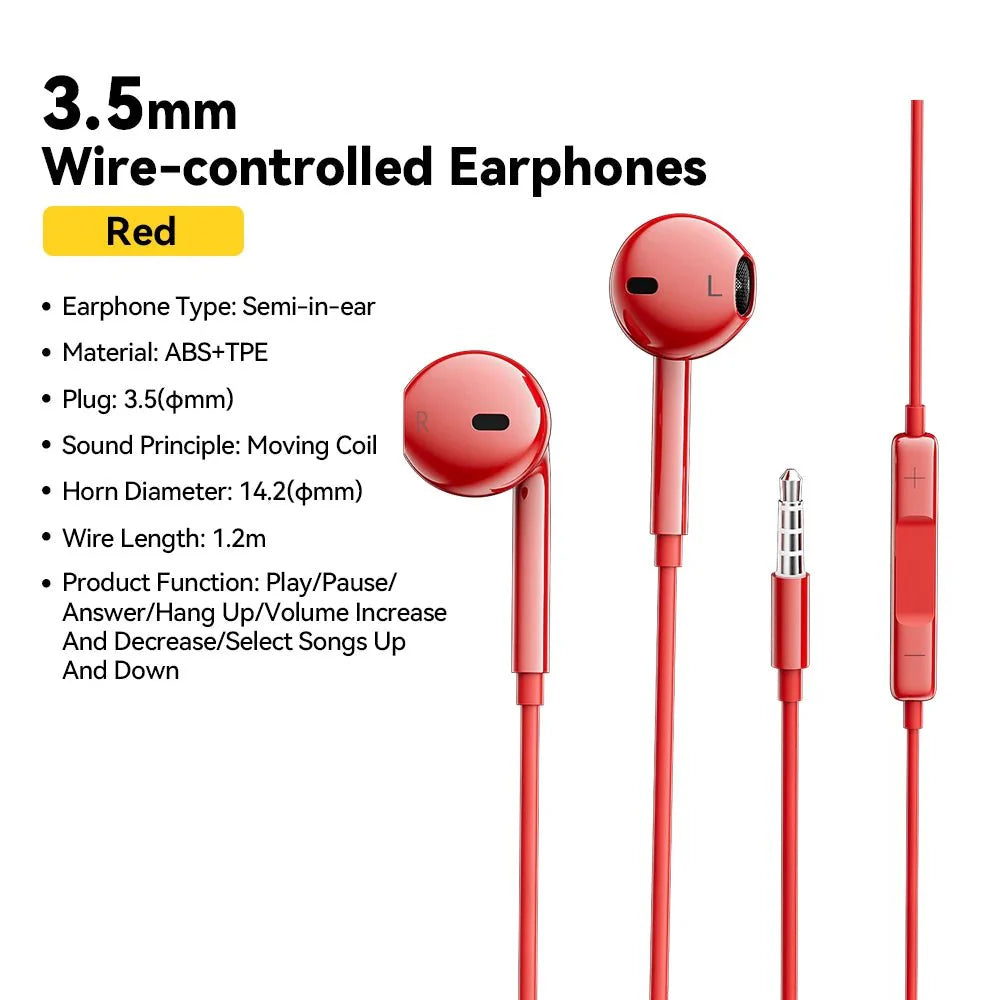 3.5mm Wired Headphones In Ear Headset Wired Earphones