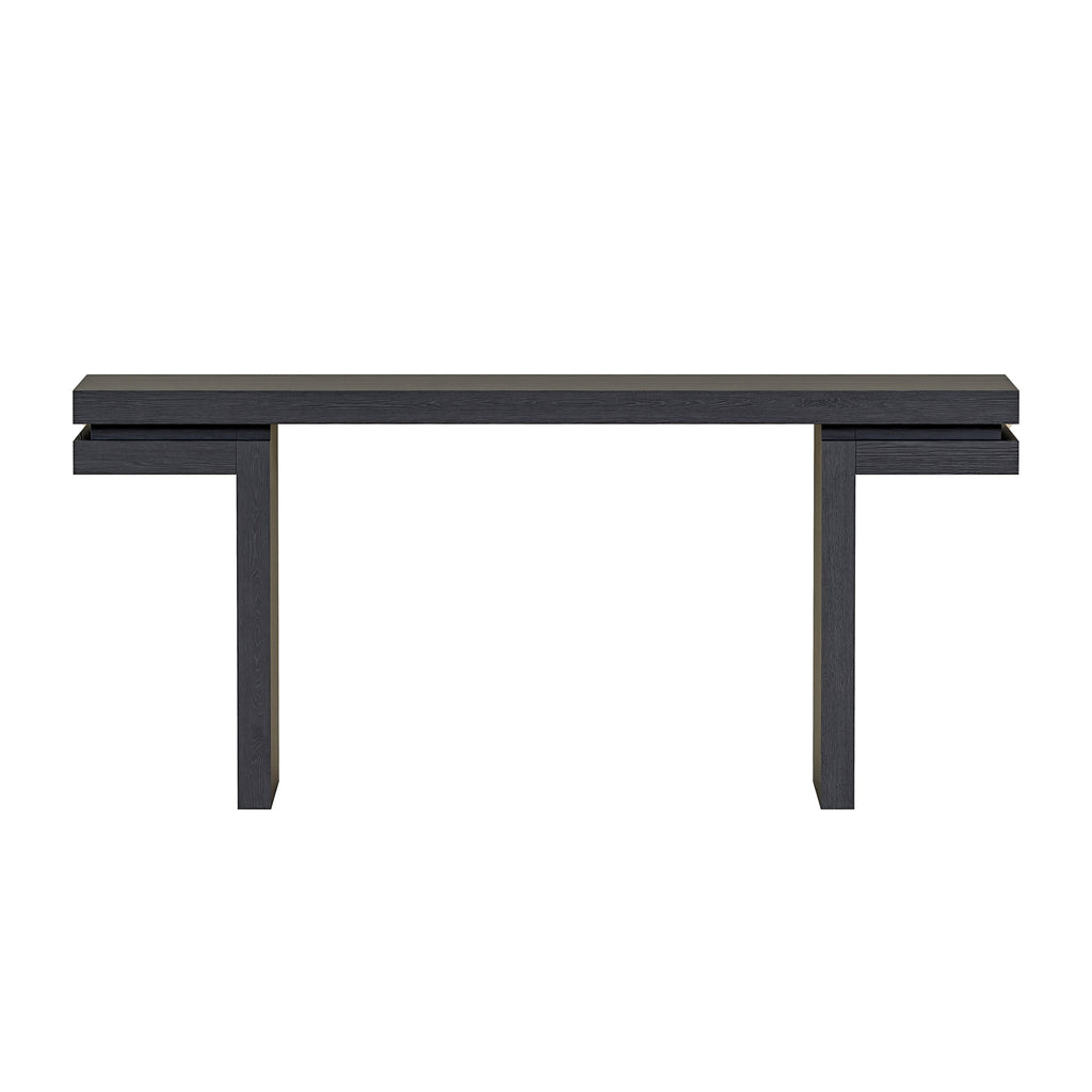 66' Extra Wide Real Wood Veneered Console Table, Minimalist Sofa Table Behind Couch for Entryway, Hallway, Living Room, Home Office, Black