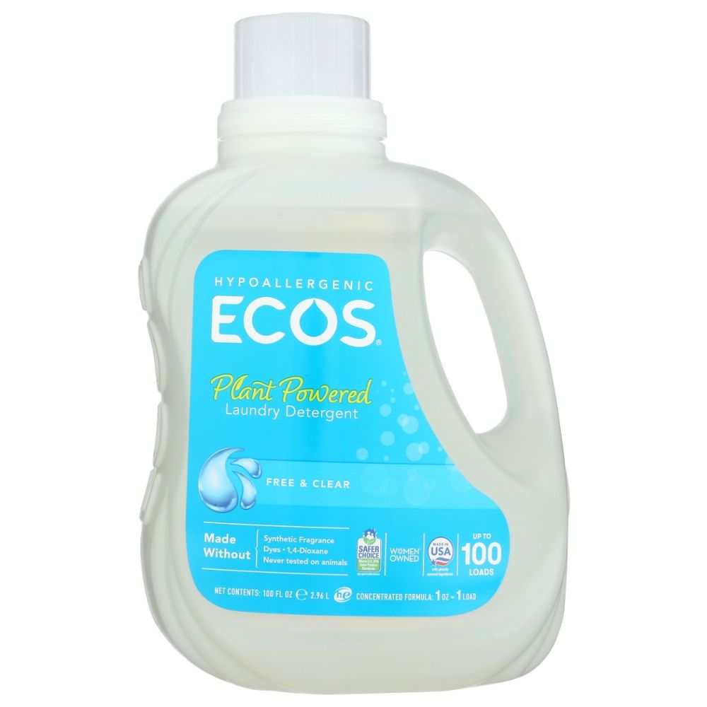 ECOS: Hypoallergenic Laundry Detergent Free |Clear -100oz|Gentle Vegan