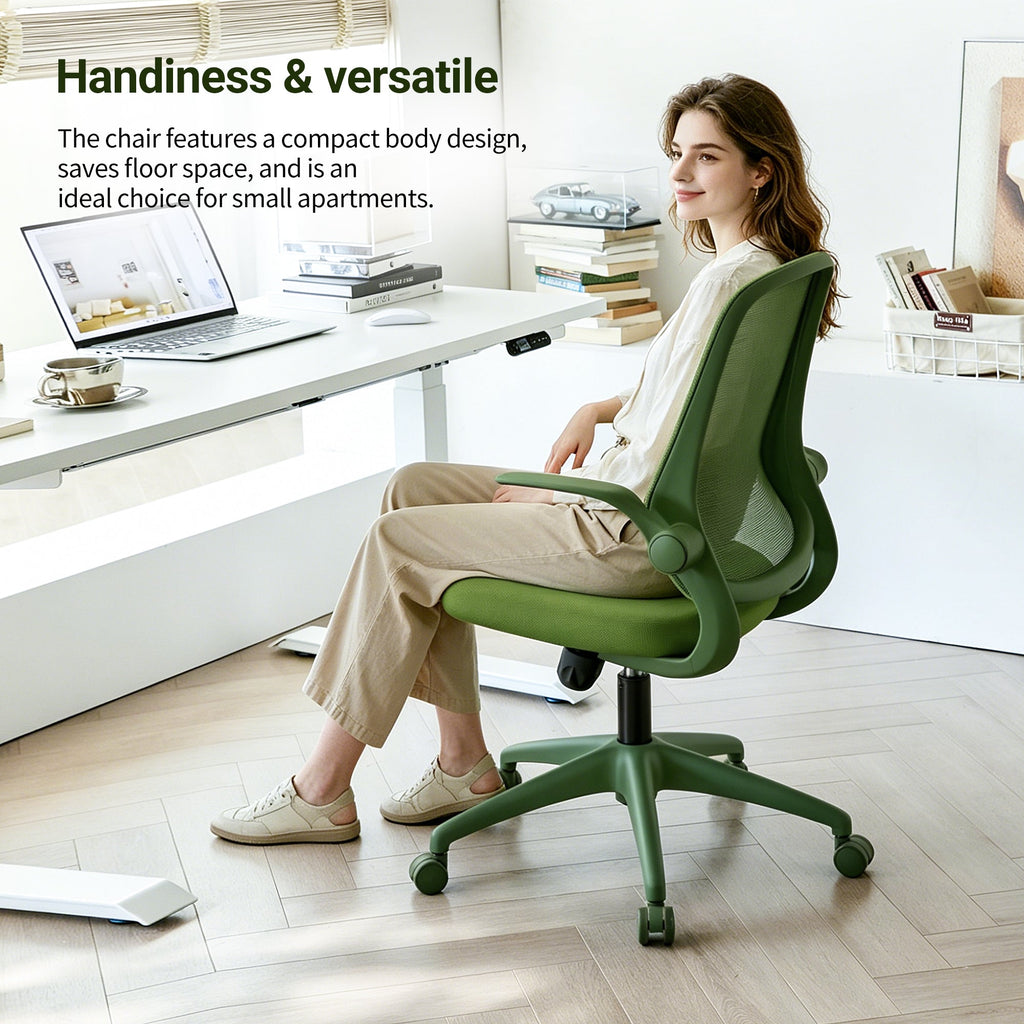 Ergonomic Office Chair Mesh High-Back Green 350 LB Flip-Up Arms Swivel
