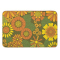 Orange, Brown, Yellow And Green Retro Daisy Pattern Durable Bath Mat