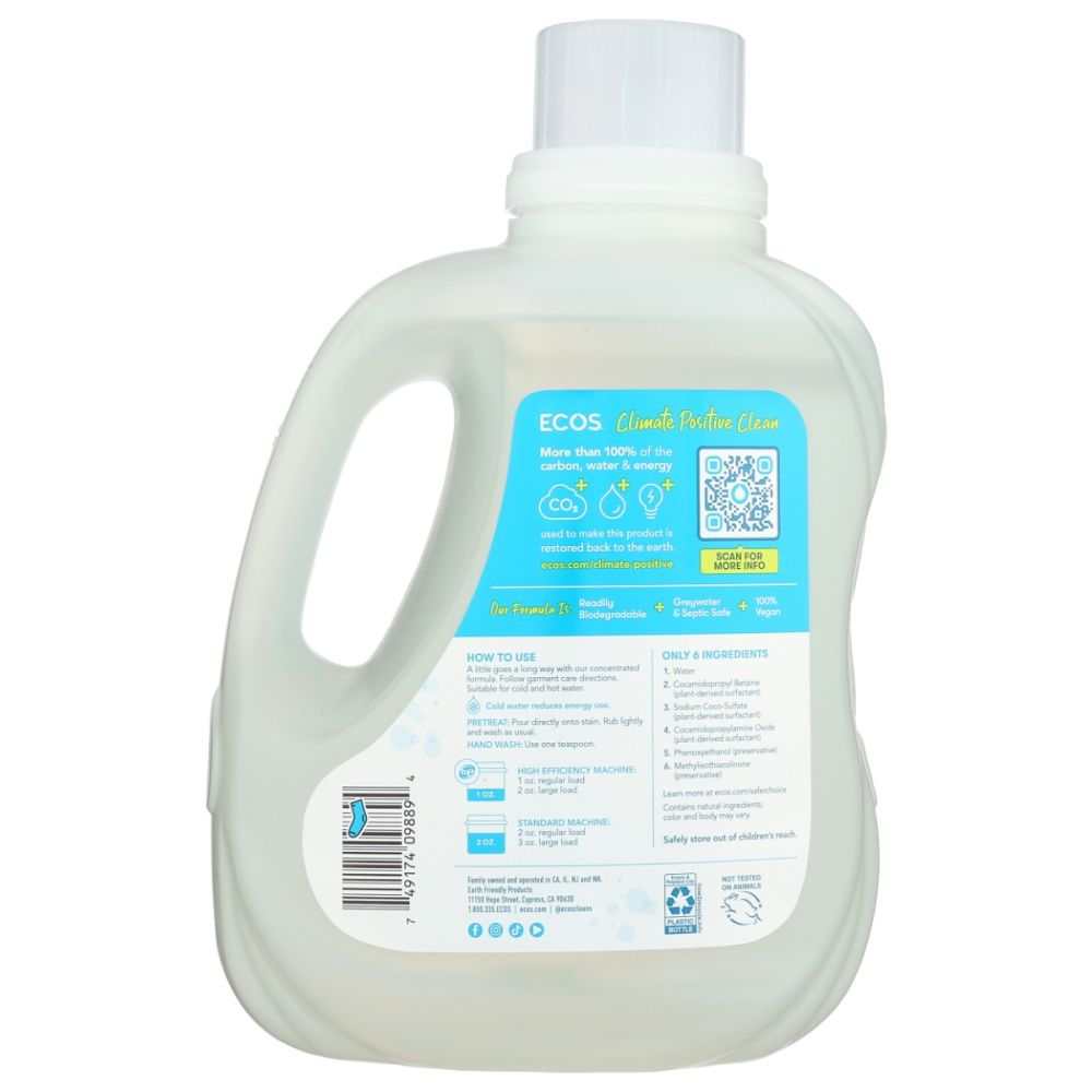 ECOS: Hypoallergenic Laundry Detergent Free |Clear -100oz|Gentle Vegan