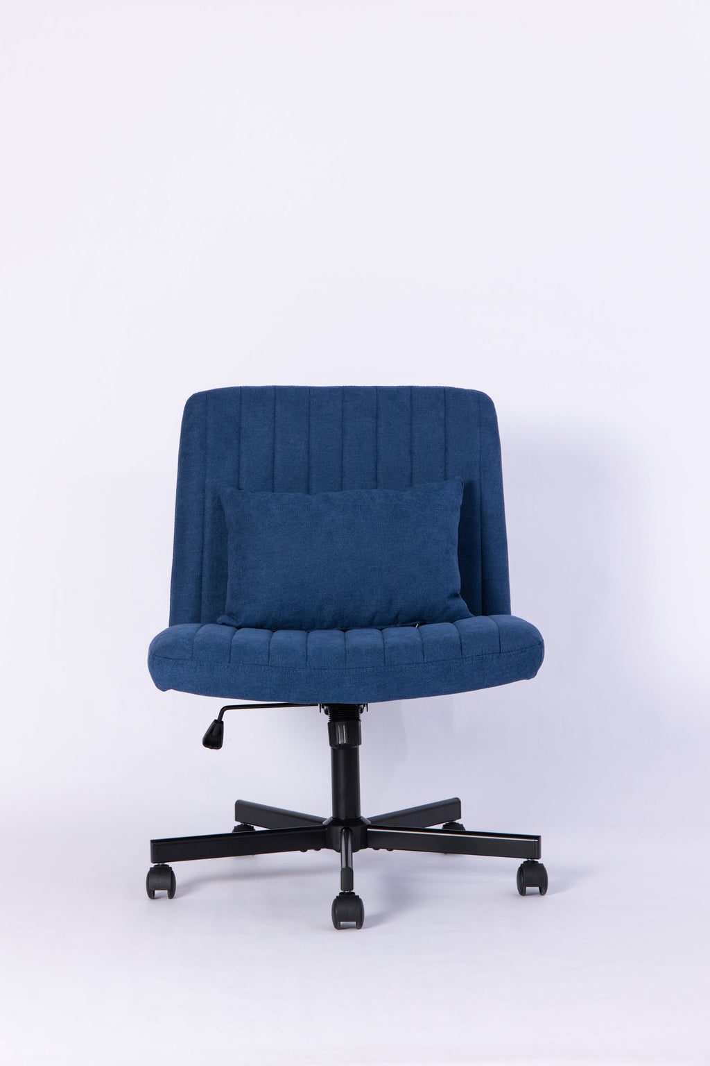 Swivel Office Chair Linen Blue Criss Cross Memory Foam 360 Degree 25.2 In