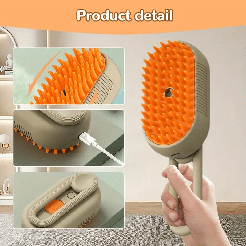 3-in-1 Electric Pet Brush – Steam Cleaner, Hair Remover & Massager for Dogs & Cats