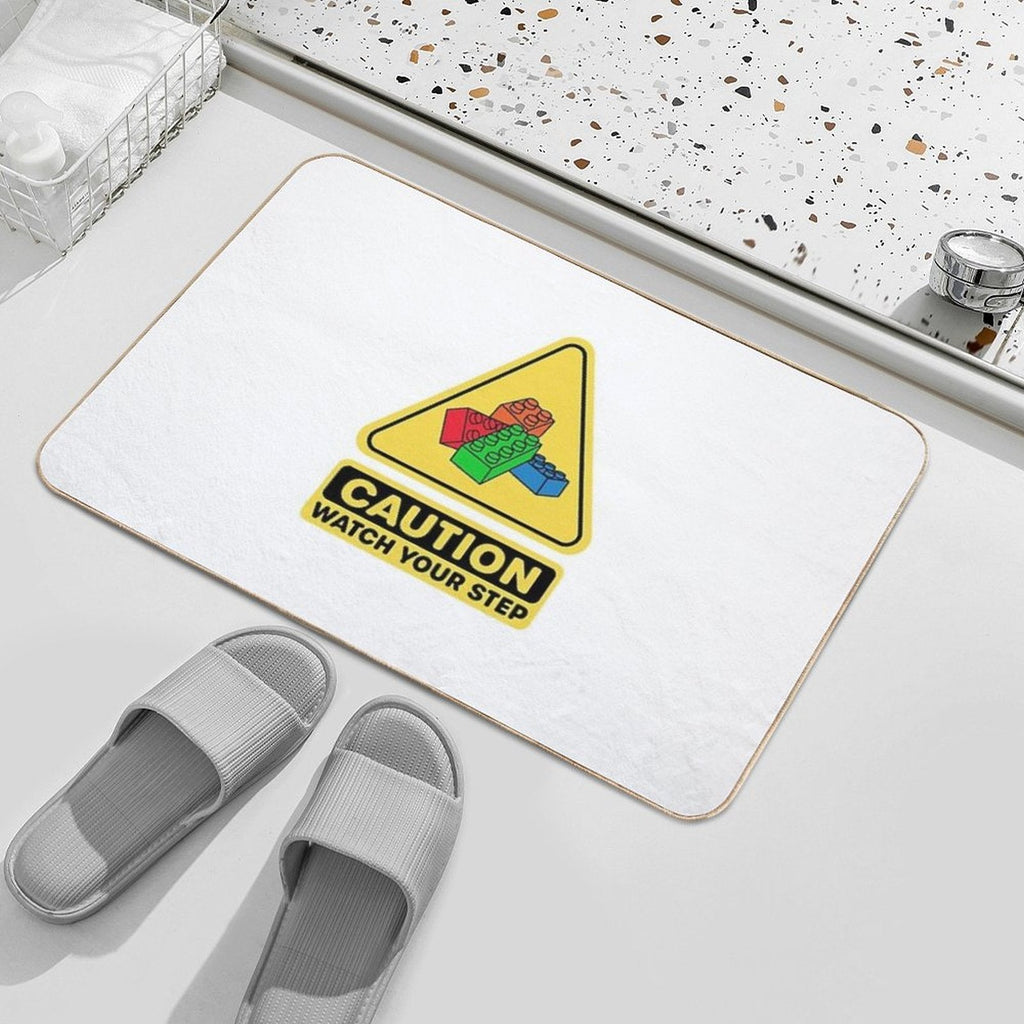 Caution Watch Your Step Toy Brick Building Block AFOL  High-Traffic Bath Mat