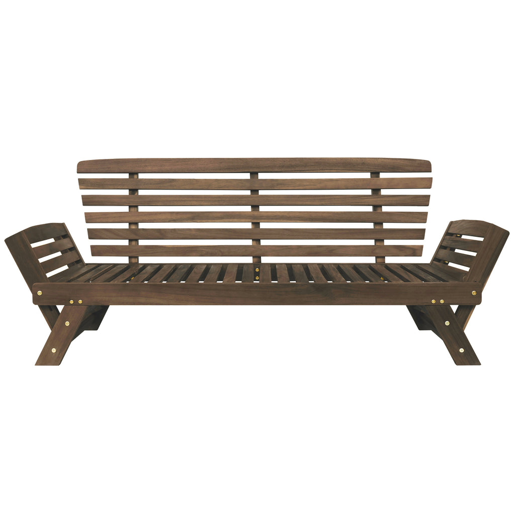 TOPMAX Outdoor Adjustable Patio Wooden Daybed Sofa Chaise Lounge with Cushions