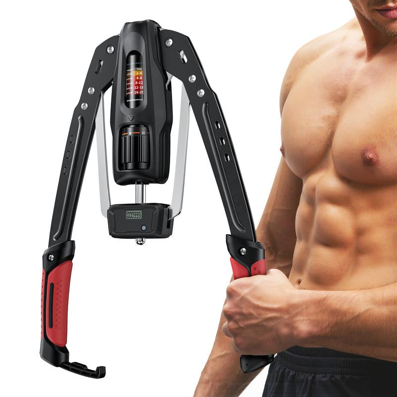 Merach Hydraulic Arm Trainer with Counter, 22-440Lbs Adjustable Chest Expander for Home Gym, Arm & Shoulder Strength Training Equipment