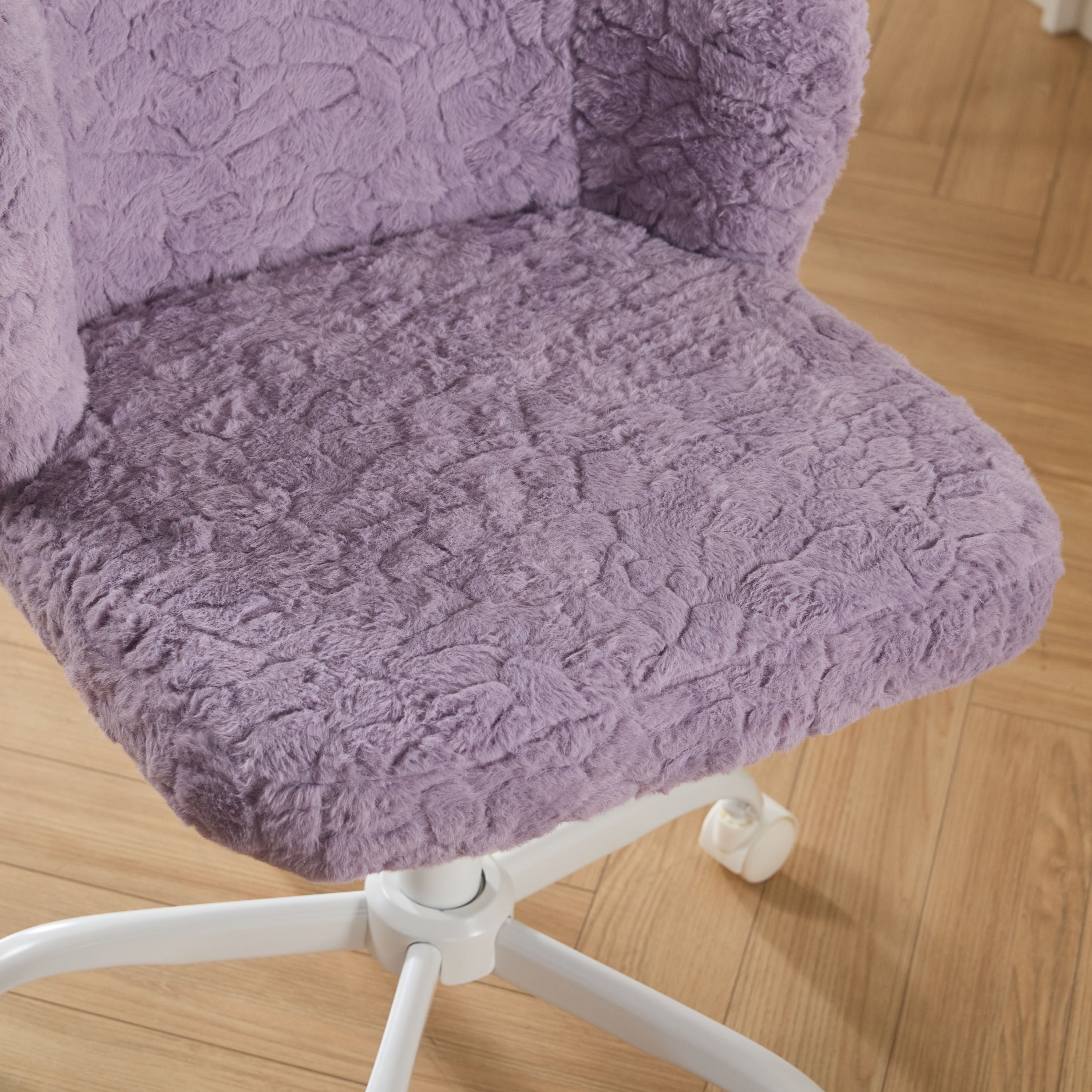 Swivel Chair Faux Alpaca Violet Vanity Bedroom Ergonomic 22.5x31.9 In