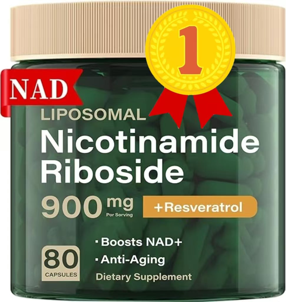 Liposomal Nicotinamide Riboside 900mg Resveratrol & Quercetin – NAD Supplement Plus for Anti Aging, Cellular Energy & Improve Health- 80 Capsules