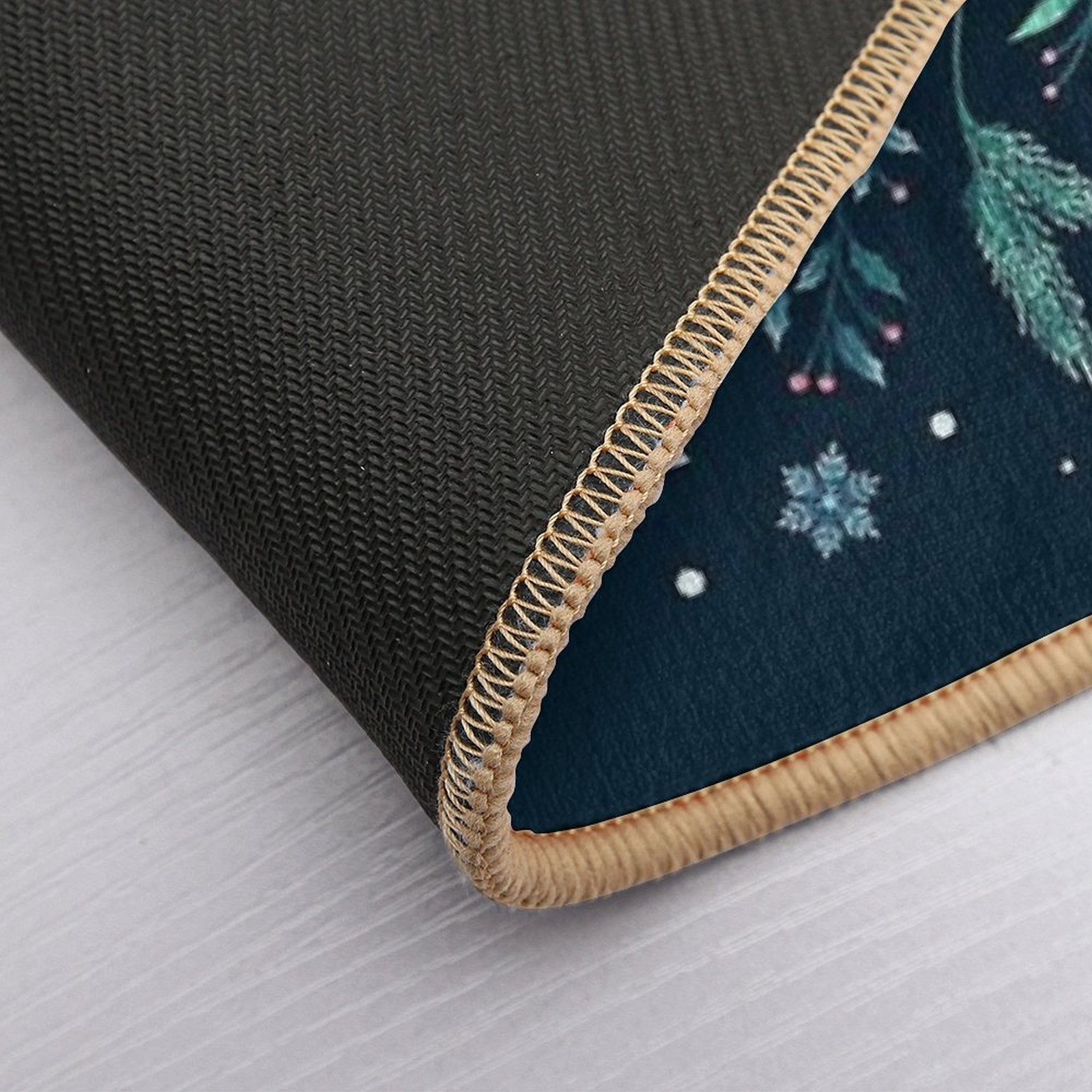 Moonlit Garden-Teal Snow  Dirt-Trapping Bath Mat