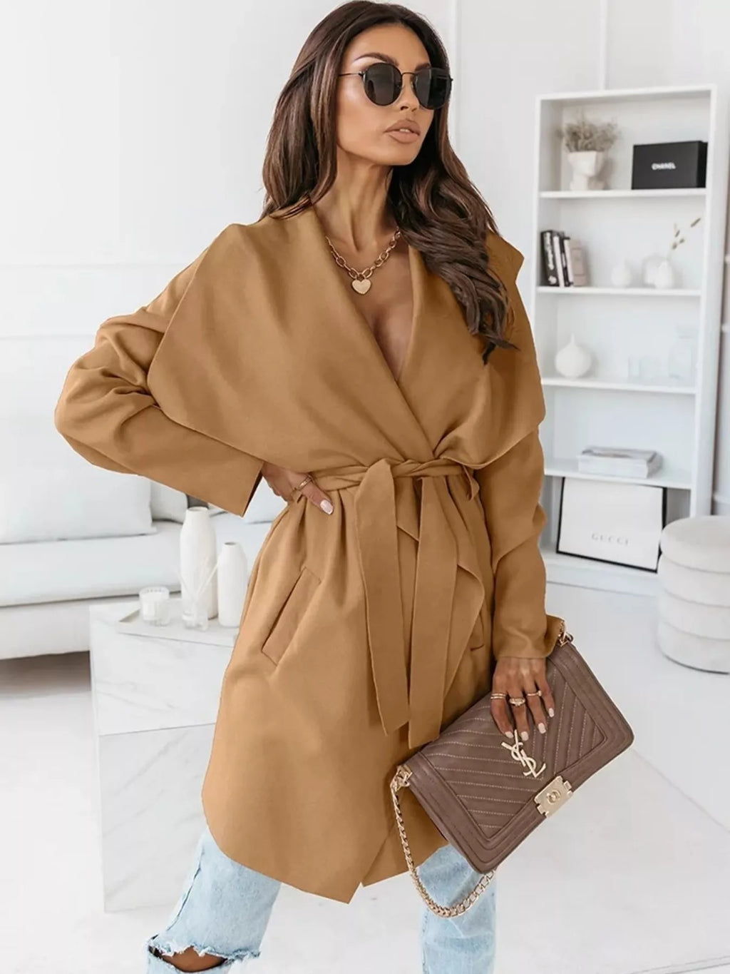 Tie Waist Long Sleeve Outerwear