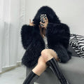 Fashion Long Sleeve Fluffy Coat Women