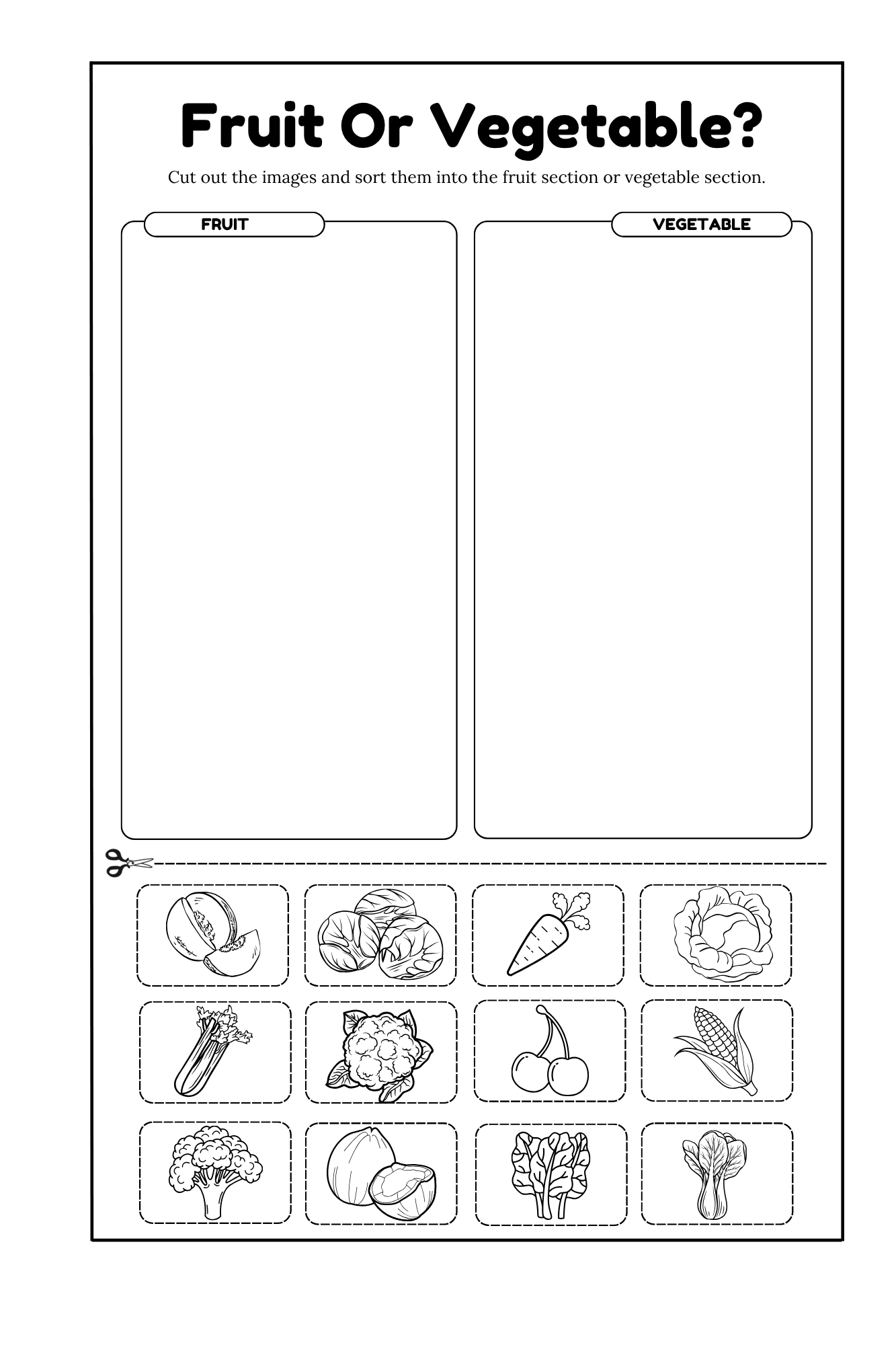 Fruit or Vegetable? Trace, Spell, and Color Various Fruits and Vegetables Activity Coloring Book