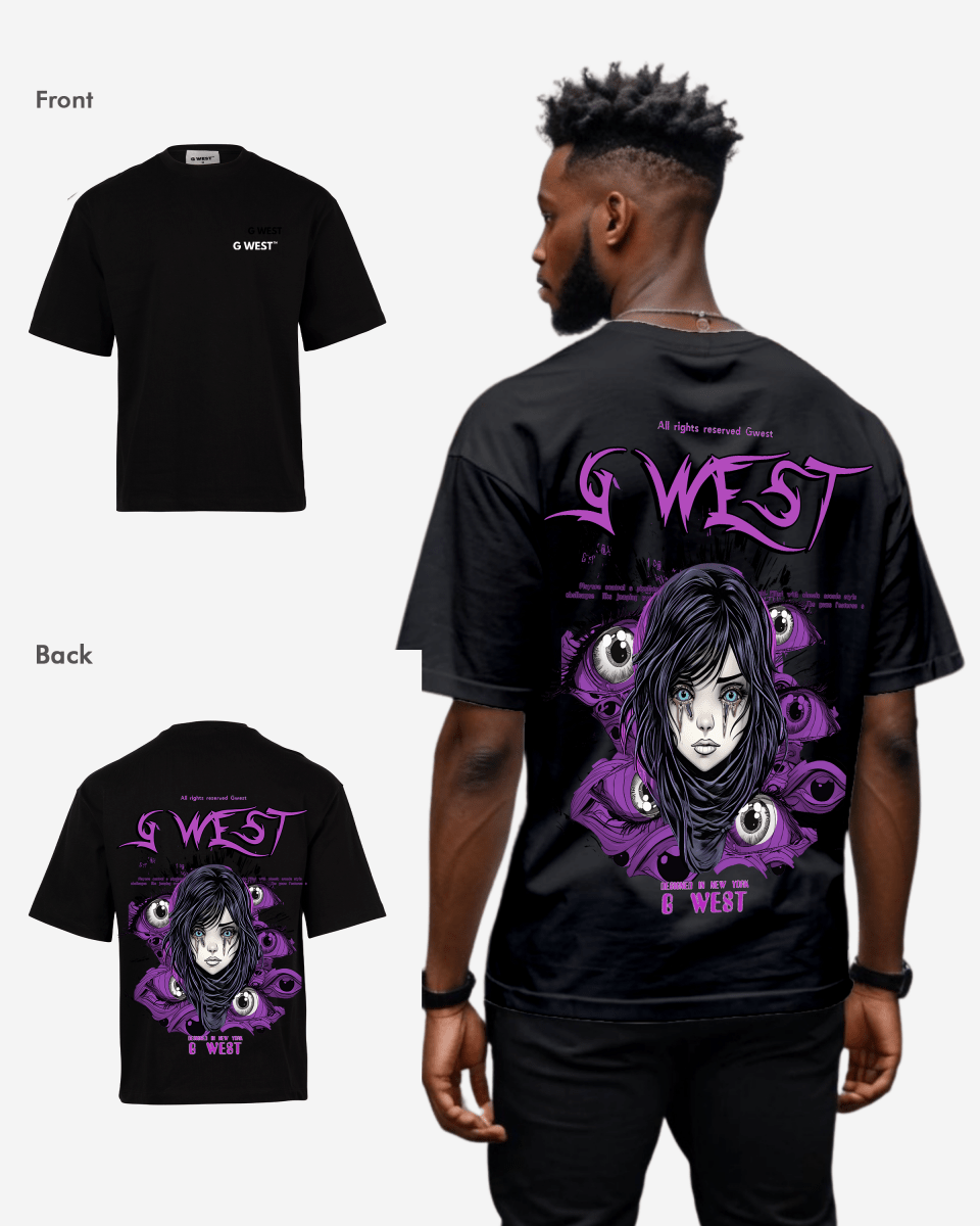 G-West G West Oversized Purple Eye T-Shirt Mens