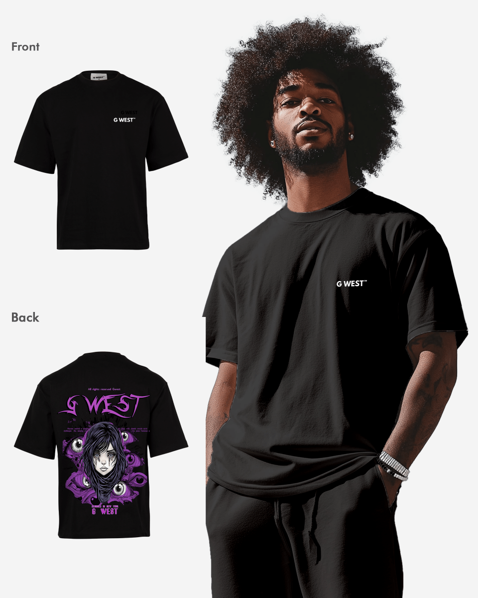 G-West G West Oversized Purple Eye T-Shirt Mens