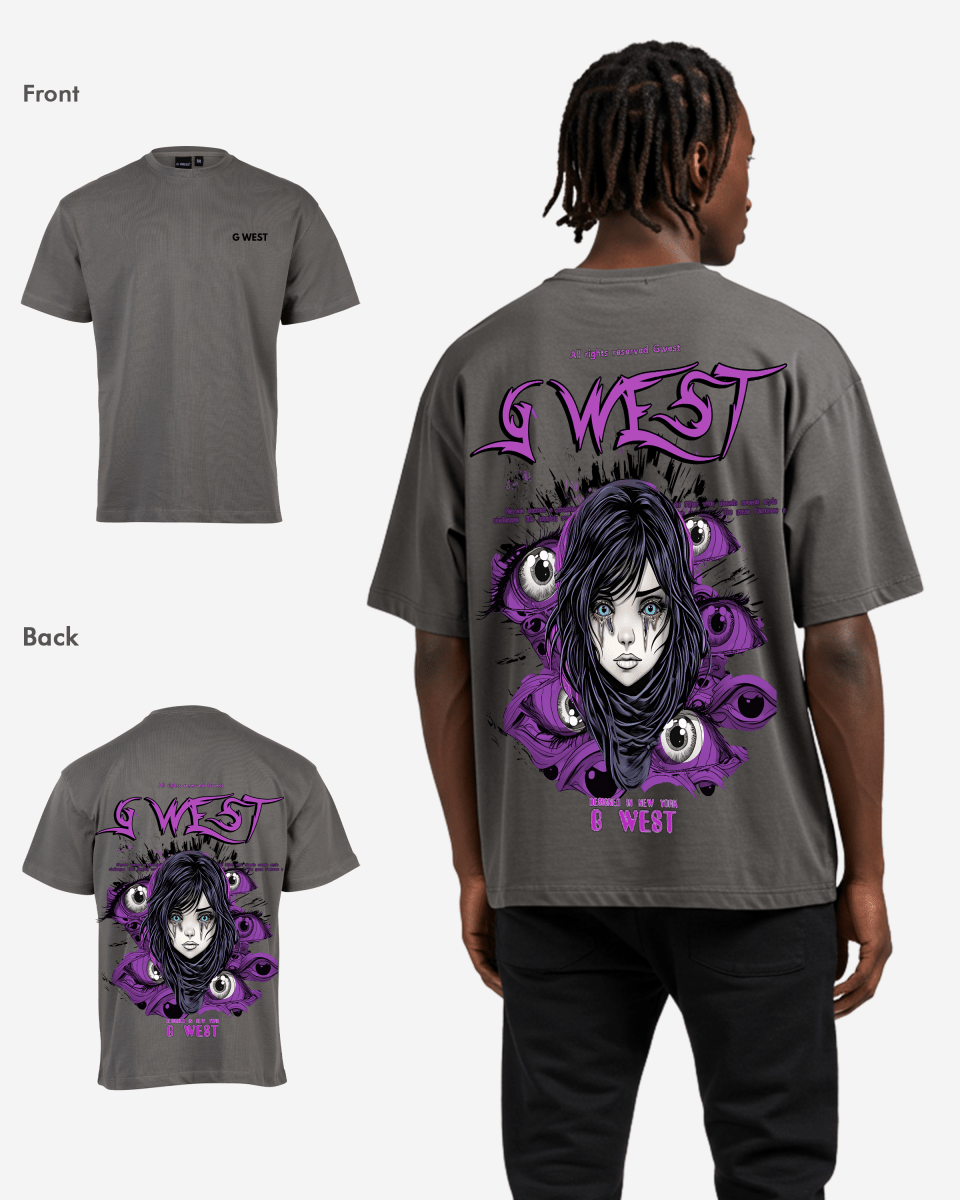 G-West G West Oversized Purple Eye T-Shirt Mens