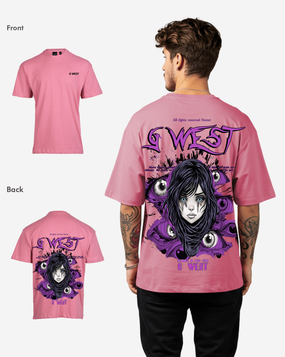 G-West G West Oversized Purple Eye T-Shirt Mens