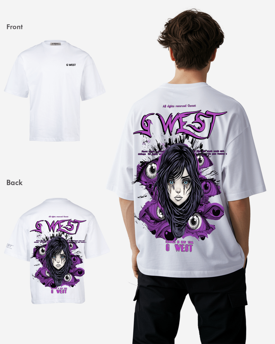 G-West G West Oversized Purple Eye T-Shirt Mens