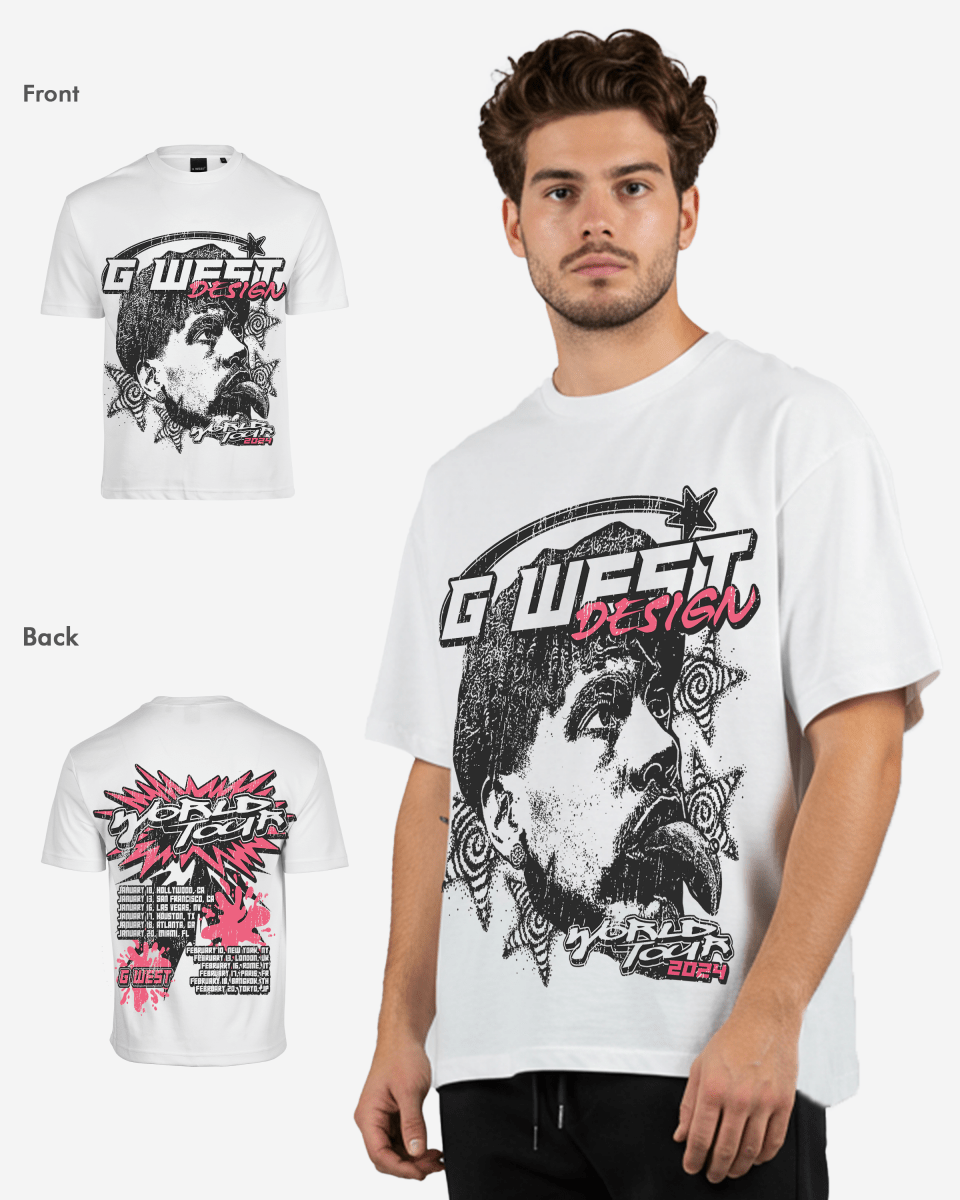 G West Mens World Tour Premium Oversized Tee