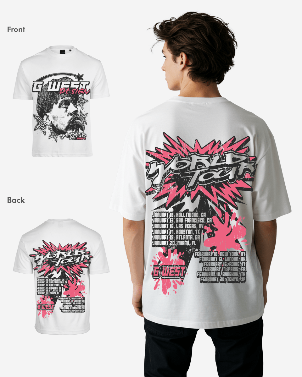 G West Mens World Tour Premium Oversized Tee