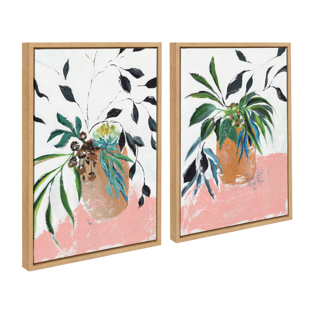 Sylvie Wild Foliage l and II Framed Canvas Art Set by Nikita Jariwala